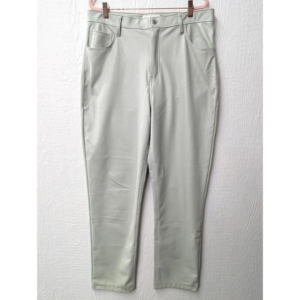 Abercrombie and Fitch Vegan Leather 90's Straight Ultra High Rise Green Pants 16